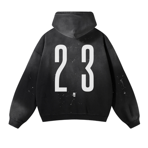 Vintage Washed Frayed Fleece Hoodie